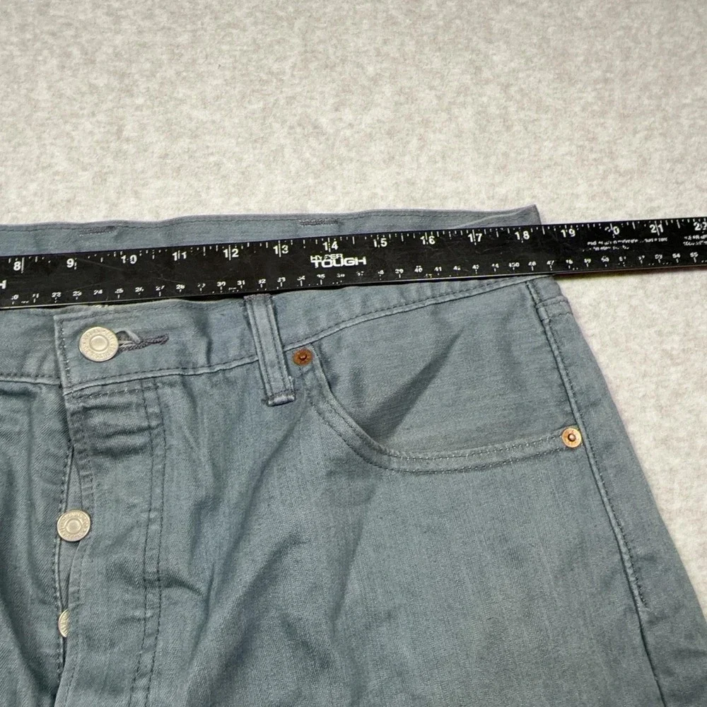 Levis 501 Jeans Mens 38x30 Gray Button Fly Straight Denim Medium Wash Pants